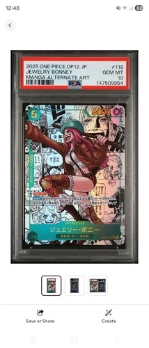 PSA 10 Bonney OP12-118 Manga Alt Art Comic Parallel ONE PIECE Card Japanese