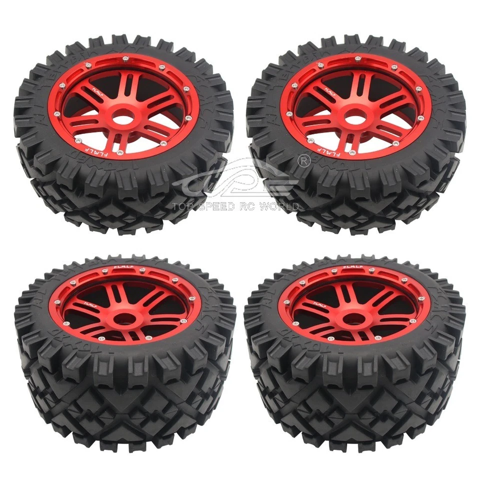 Kit de neumáticos de llanta hexagonal delantera y trasera de metal FLMLF para 1/5 HPI Baja 5B RC Foto 3 de 4