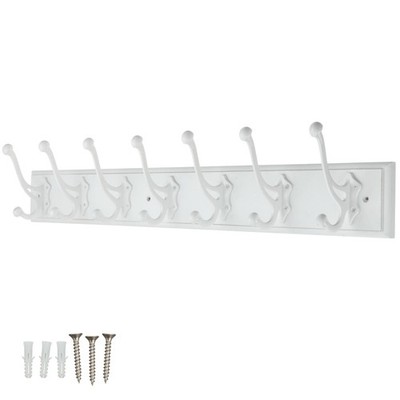 Wandgarderobe 7 Doppelhaken rustikal Holzbrett - 84 cm Kleiderbügel