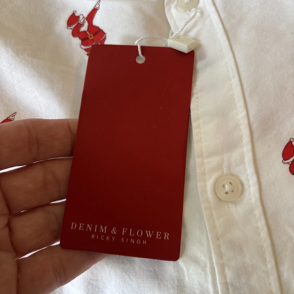 NWT Denim & Flower Boys Holiday Shirt 11/12 Button Up Roll Long Sleeve Santa Dab - Image 4 of 4