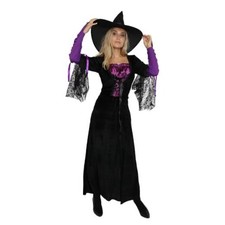 Women's Wicked Witch Costumes Halloween Cosplay Dress with Hat X-Large Wizard