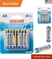 Maxell 723465 AA Alkaline Battery Pack of 4 - Long-Lasting Eco-Friendly Power