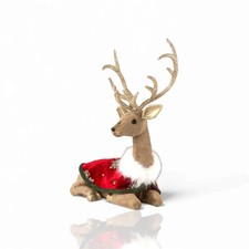 PRE-ORDER 16.5" Laying Deer With Plaid Coat Christmas Decor SHIPS 8/2026 NEW