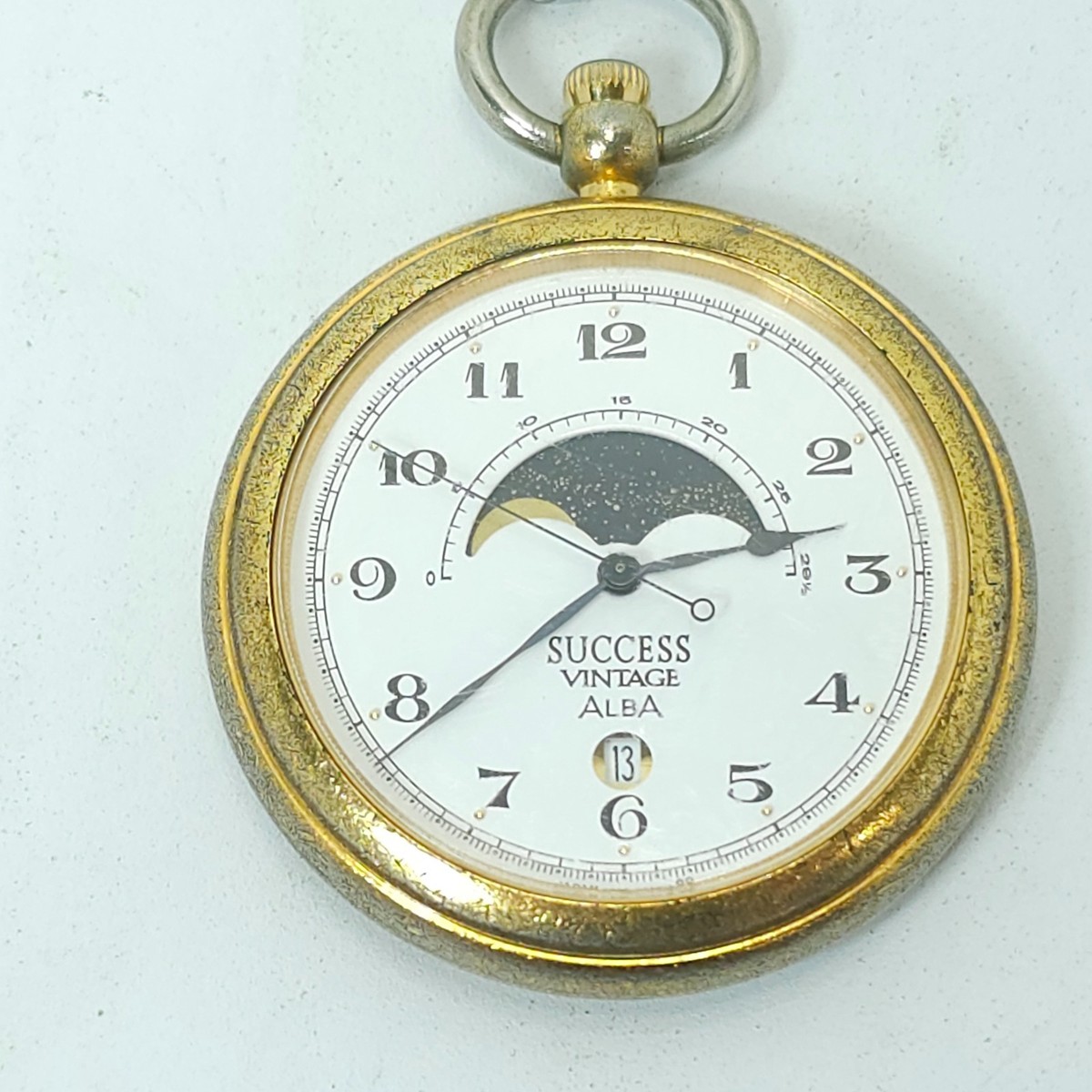 38 ALBA SUCCESS クォーツ 腕時計 VT381E Vintage 1988 Seiko Pocket Watch Alba Success V338-0010 Moon Phase