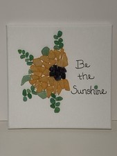 Artisan Sea Glass Sunflower Canvas Art with Uplifting Script