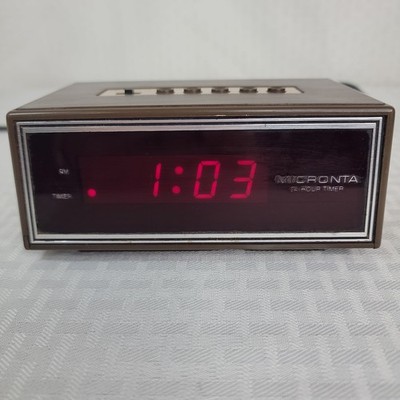 Micronta Alarm Clock Vintage Digital Clock Radio Shack Woodgrain Red LED Model 6