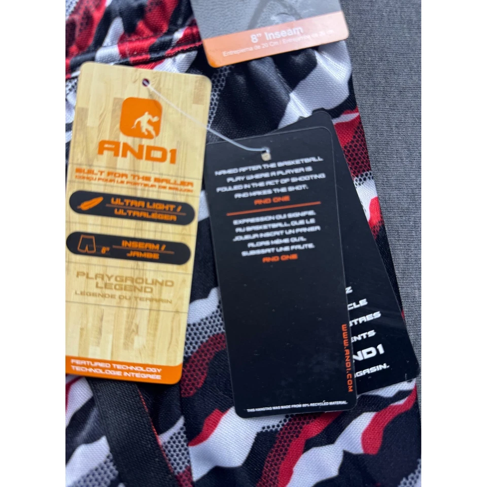 Pantalones Cortos de Baloncesto Activos AND1 Niños Rojo Negro Blanco Camuflados Nuevos con Etiquetas Foto 4 de 4