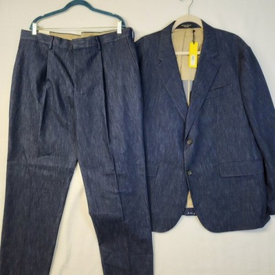 Banana Republic Cavallo Denim Suit Size 48R 38 Long Tailored Slim Fit Pants NWT