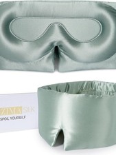 Premium 22-Momme Mulberry Silk 3D Blackout Sleep Mask/Eye Mask, Gray-Green, New