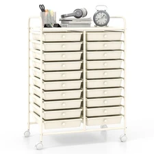20 Drawers Rolling Storage Cart Art Craft Organizer on Wheels Multipurpose White