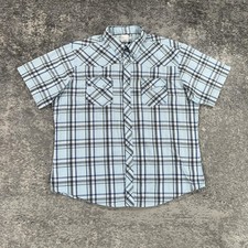 Wrangler Shirt Mens XL Plaid Button Up Short Sleeve Western Pearl Snap Wrancher