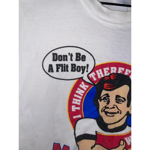 90s Vintage Mr Manly Shirt Tour No Flit Boys White Tee Comedy Radio 1990s XL - Picture 3 of 10