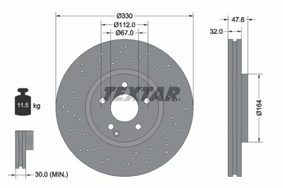 2 x TEXTAR 92124105 Bremsscheibe für MERCEDES-BENZ