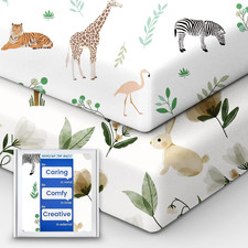 Crib Sheet Netural, Premium Soft Safari Jersey Knit Fitted Crib Sheet, Crib Matt