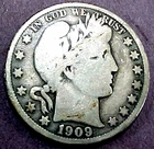 1909-O BARBER HALF DOLLAR ........MIN. BID .01 & NO RESERVE!