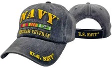 U.S. NAVY VIETNAM VETERAN BLACK SUBDUED EMBROIDERED Cap HAT LICENSED