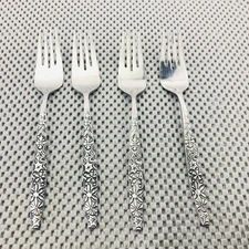 Vtg Ekco Eterna Hodiak SALAD FORKS Stainless Flatware - Lot of 4