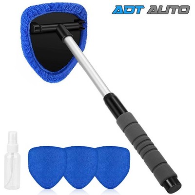 Car Windshield Cleaner Tool Extendable Handle Window Glass Wiper Brush + 4 Pads