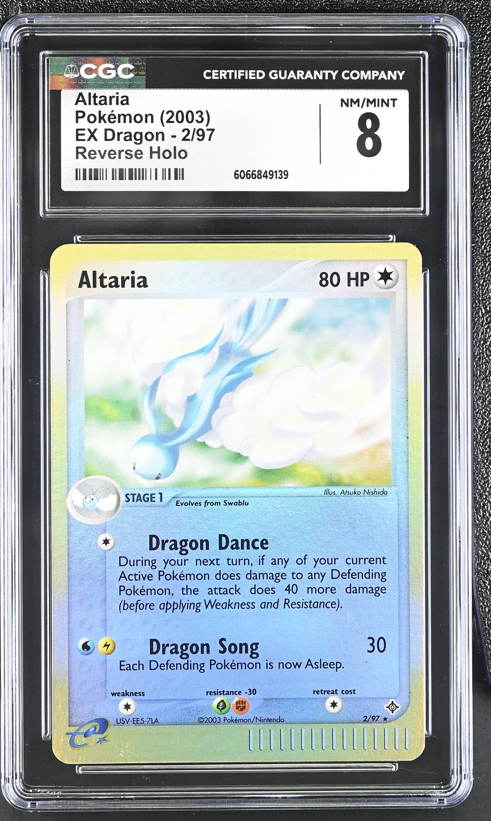CGC 8 Altaria 2003 EX Dragon 2/97 Reverse Holo Pokemon Card