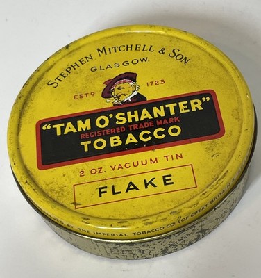 Tam O Shanter Flake Tobacco Tin 2 Oz Round Size Vintage. Empty