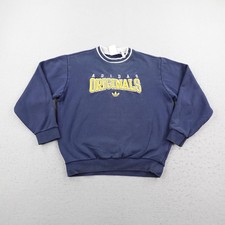 Adidas Sweatshirt Mens Small Blue Originals Script Crew Neck Pullover Trefoil