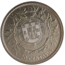 1916 Portugal .835 Silver 20 Centavos Liberty Head Uncirculated New Coin