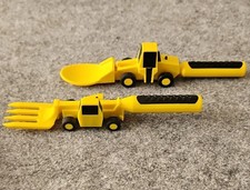 Constructive Eating Fork Spoon Set Construction Utensils Kids Toddler