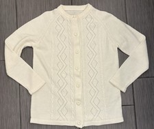 Vintage Ivory Knit Cardigan Full Covered Buttons Size Small Grandmacore