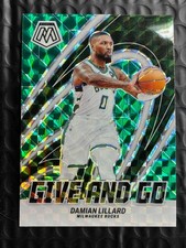 2023-24 Panini Mosaic - Give and Go Damian Lillard #2 Green Mosaic Prizm Bucks