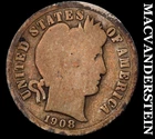 1908-D Silver Barber Dime - Scarce  Better Date  No Reserve  #K1721