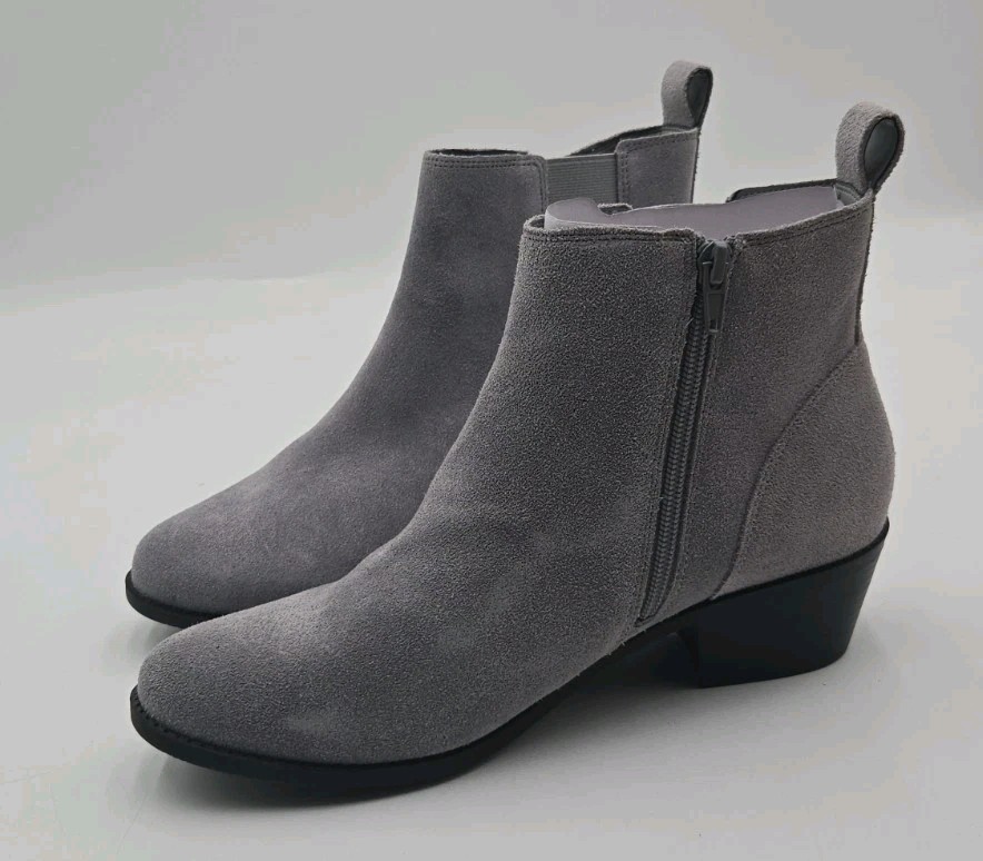 Vionic Women’s Ankle Boots Size 9 Gray Suede Side Zip Comfort Orthopedic Support
