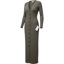 Harper Rose Sweater Maxi Dress Womens S Green Button Ribbed Knit Long Cardy