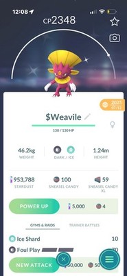  Weavile shiny TRADE  link trade Pokémon GO Android iOS