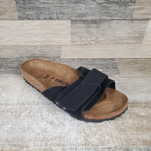 Birkenstock Oita Slide Sandals Womens Sz 5 Narrow Black Suede Slip On Open Toe - 第 1/10 張圖片