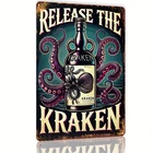 Vintage Style Kraken Bottle Spiced Rum Tin Metal Signs Home Décor 8x12