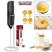 Milk Frother Handheld Foam Maker with Stand Battery-Operated Whisk for Coffee