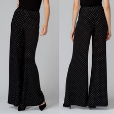 Nine West Wide Leg Pull On Elastic Waist Pants Black and Gold PLUS 3X NEW
