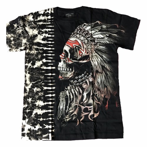 SCHWARZES TRIBAL FEDER SCHÄDEL 3D T-SHIRT UNISEX BAUMWOLLE - SC2 - Bild 1 von 4