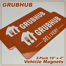 2-Pack Car Magnets for GRUBHUB Drivers 10.0" x 4" FREE SHIPPING!