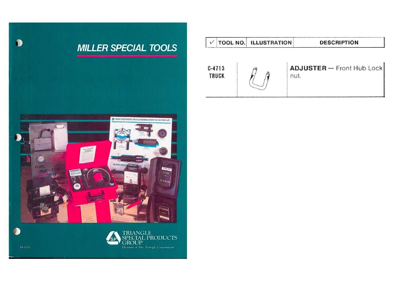 81 82 83 84 85 86 87 Dodge Truck Van 4x4 Front Hub Specialty Tool C