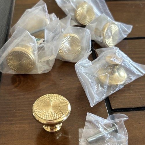 Laurey Solid Brass Knob 1” Lot Of 7 NEW Etched Design *Notes - Picture 2 of 9