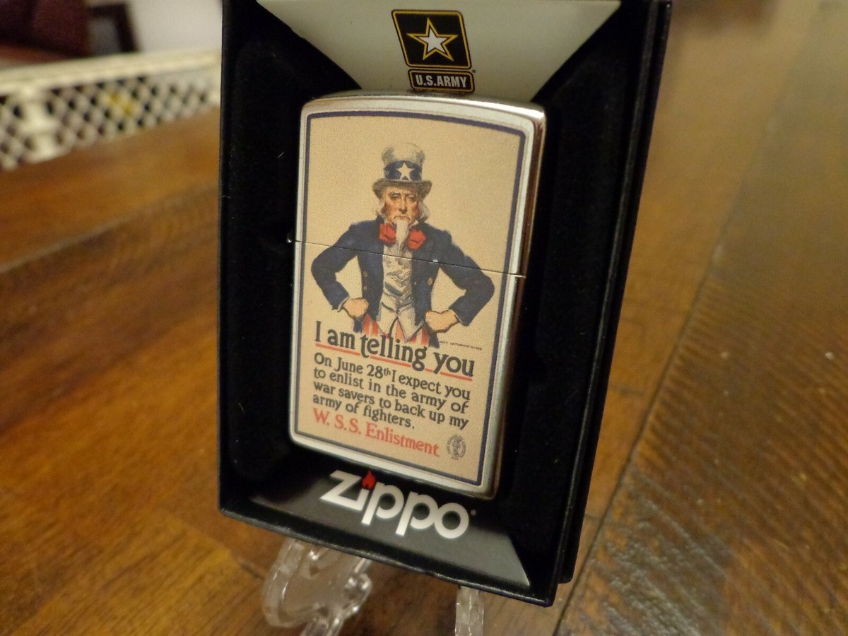 UNITED STATES ARMY US UNCLE SAM WSS ENLISTMENT WWII POSTER ZIPPO LIGHTER MINT
