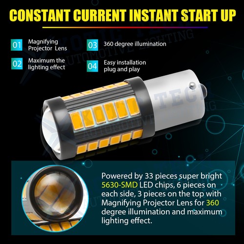 2x 1156 3000K Golden Amber LED Rear Turn Signal Light Bulbs Lamp Projector 7506 - Picture 3 of 11
