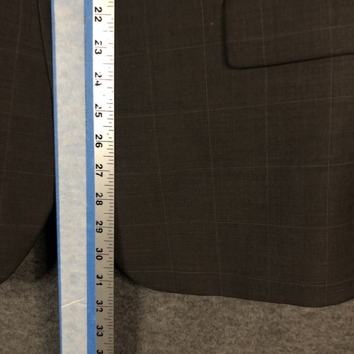 Stafford 3Pc Suit Mens 40R 40x30 Gray Wool Blend Windowpane Jacket Vest Pants - Picture 8 of 22
