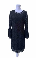 Banana Republic Women's Dress Sz 8 Black Evening Lace Long Sleeve Dress
