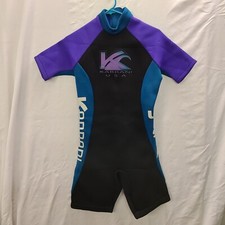 USA made Shorty short sleeve one piece wetsuit black purple womens size Med