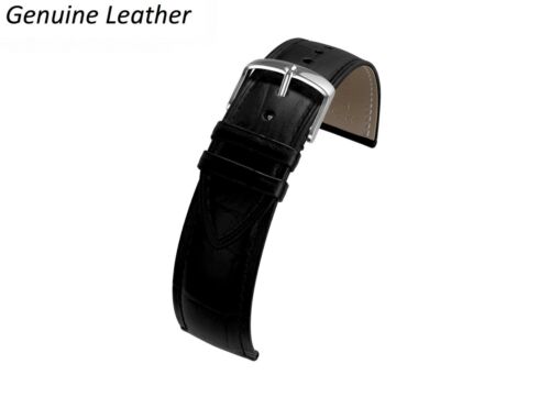 Per Orologio TIMEX Nero Vera Pelle Cinturino Cinturino Fibbia 12-24 mm Uomo - Foto 7 di 16
