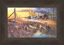 ROADSIDE by Jim Hansel 11x15 Pheasants Rooster Farm Barn FRAMED WALL ART PICTURE