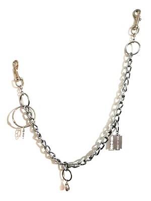 Taillenkette schwerer Stahl Schlüsselanhänger Rasiermesser Granate Felle Rocker Punk Schmuck