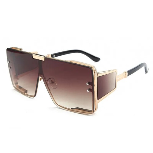 Women's Men's Sunglasses Designer Flat Lens Fashion Oversized Gold Frame Stylish - Picture 8 of 62